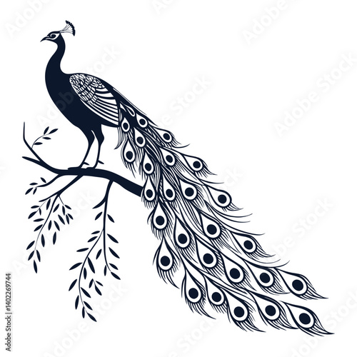 vector  peafowl image in white background, peacock illustration,