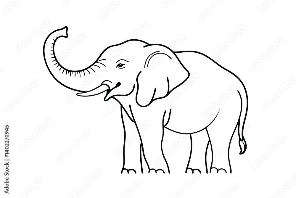 Obraz premium Elephant Illustration Outline Vector Art African Wildlife Drawing For Coloring Pages