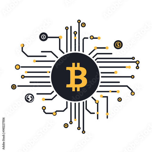 Bitcoin Cryptocurrency Network: Abstract Digital Currency Illustration