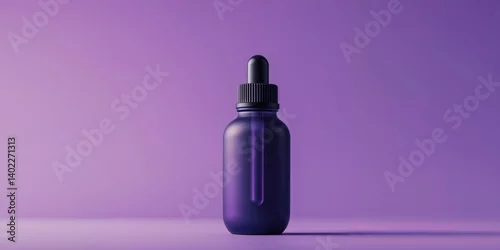Fototapeta samoprzylepna Dark Dropper Bottle Mockup on Purple Background for Cosmetic Product.