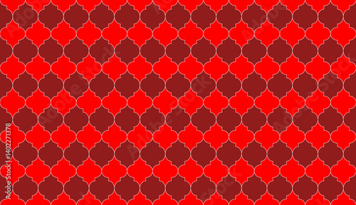 Red Arabic geometric seamless pattern for textiles