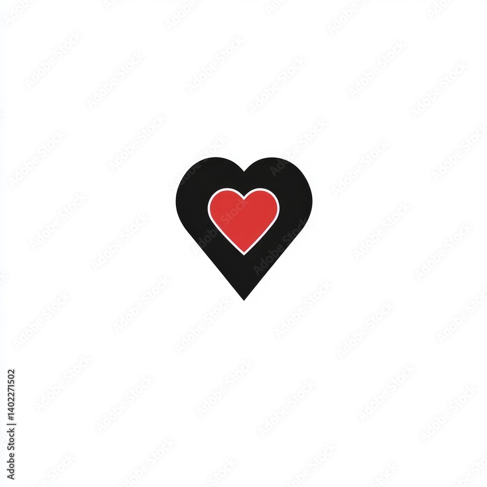 Simple heart icon, black outline with red center