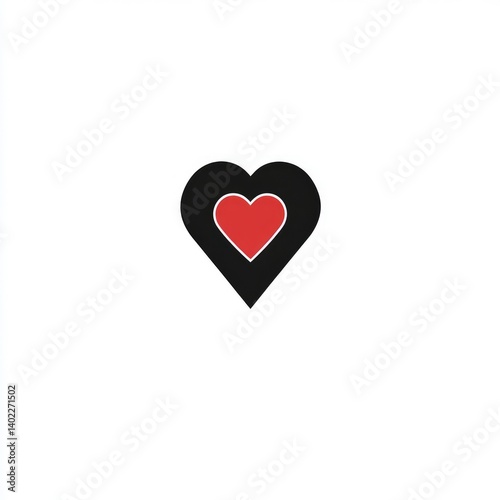 Obraz na płótnie Simple heart icon, black outline with red center w salonie