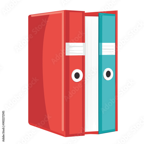 Red and Teal Office Binders Illustration