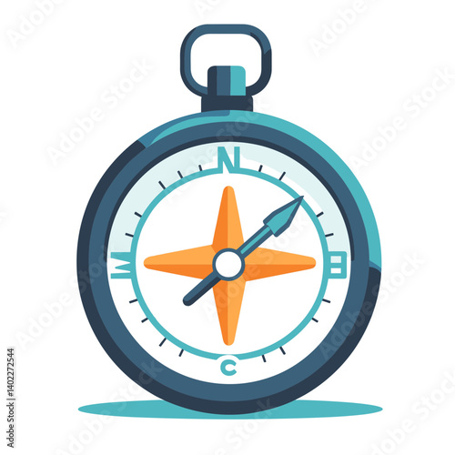 Teal and Orange Compass Illustration