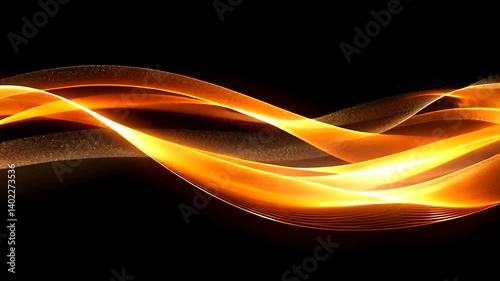 Abstract golden wave design on a black background, creating a sense of movement and energy