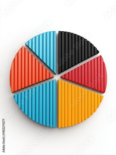 Colorful Sectioned Circle Design with Striped Patterns on a White Background for Creative Projects and Presentations