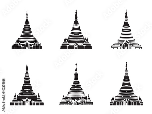 Shwedagon Pagoda Outline Temple Collection