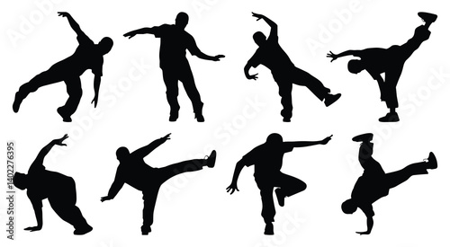 Set of dynamic silhouette of people dancing. vector illustration.
