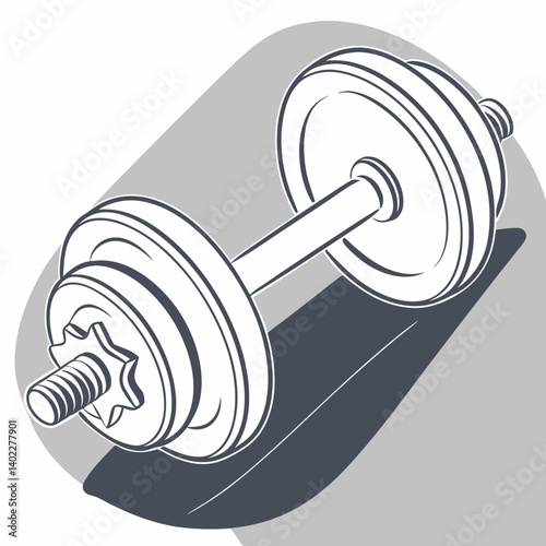 Minimalist dumbbell icon with gradient colors and subtle shadows

