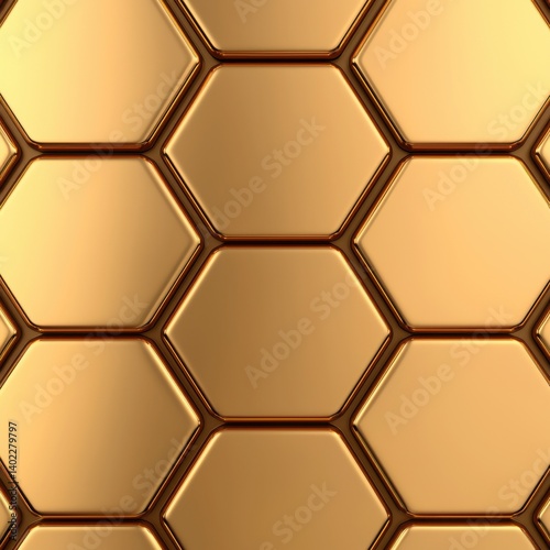 Shiny Hexagonal Patterns Background in Gold Color for Modern Design and Art Projects