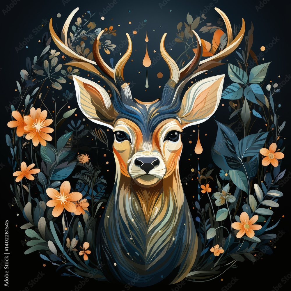 Obraz premium Stylized Animal Illustrations in a Minimalist Dark Palette