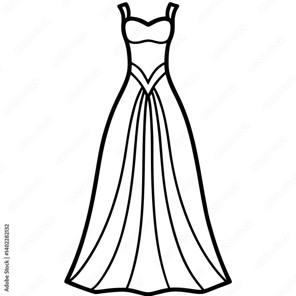 Minimal Evening Gown Vector Illustration on White Background Minimal Evening Gown Vector Illustration on White Background