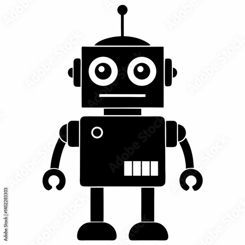 blue robot with a toy