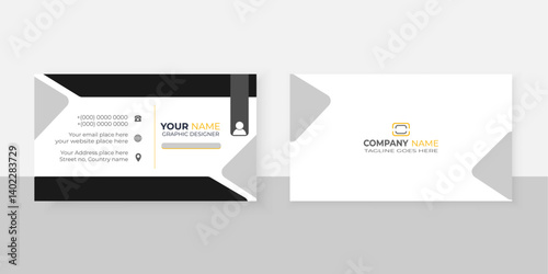 Corporate identity and business card design template with web and infographic elements with black gray and orange shape