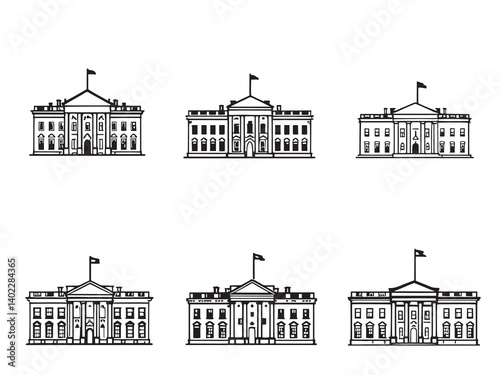 White House Outline Drawing Collection