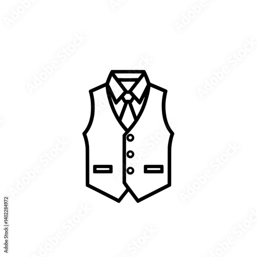 Business Suit Vest Outline Icon Depicting Formal Male Attire for Corporate or Fashion Context
