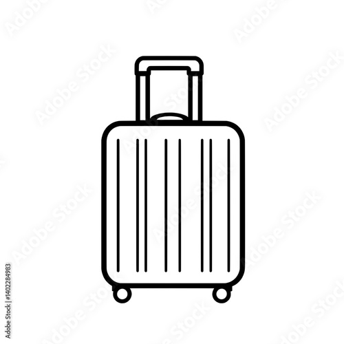 Travel Suitcase with Vertical Lines Icon for Airport and Vacation-Ready Hard Luggage
