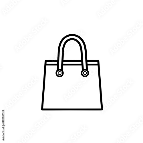 Fashion handbag icon with circular handle loops in black outline for retail, accessories, or stylish women’s apparel