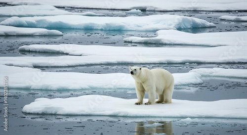 Polar bear on ice floe in arctic environment wildlife and conservation