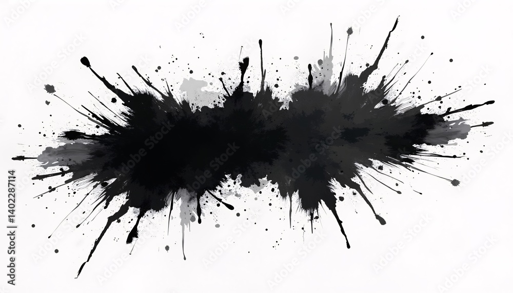 Abstract black in splash, paint, brush strokes, stain grunge isolated on clear background, Japanese style with. Abstract black in splash, paint, brush strokes, stain grunge isolated on clear background, Japanese style with.