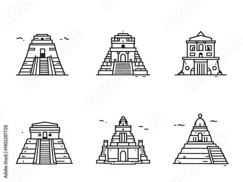 Tulum Ruins Architecture Line Drawing