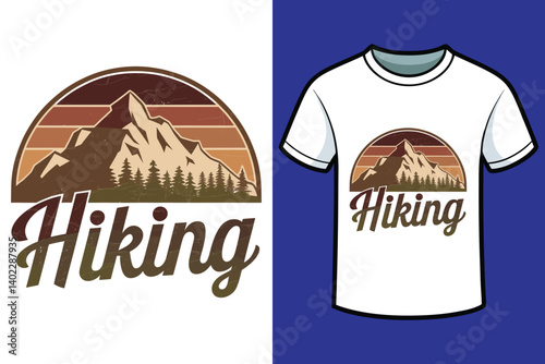 Vintage Hiking T-shirt Design Vector