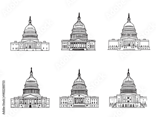 US Capitol Line Drawing Collection