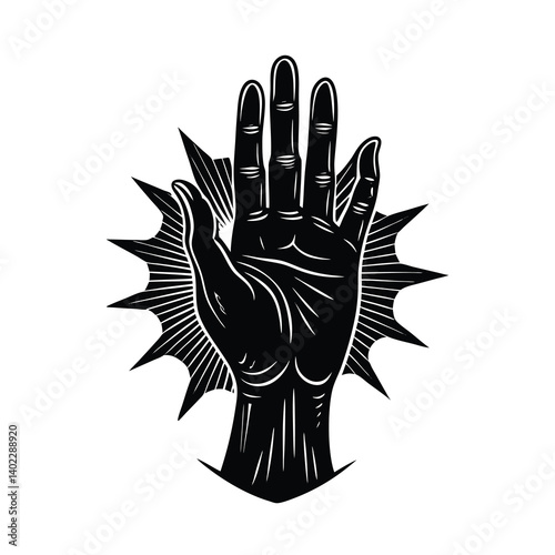 black and white hand Jesus Christ cross thorn vector  