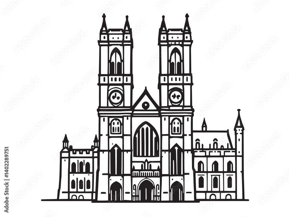 Fototapeta premium Westminster Abbey Church Icon Set