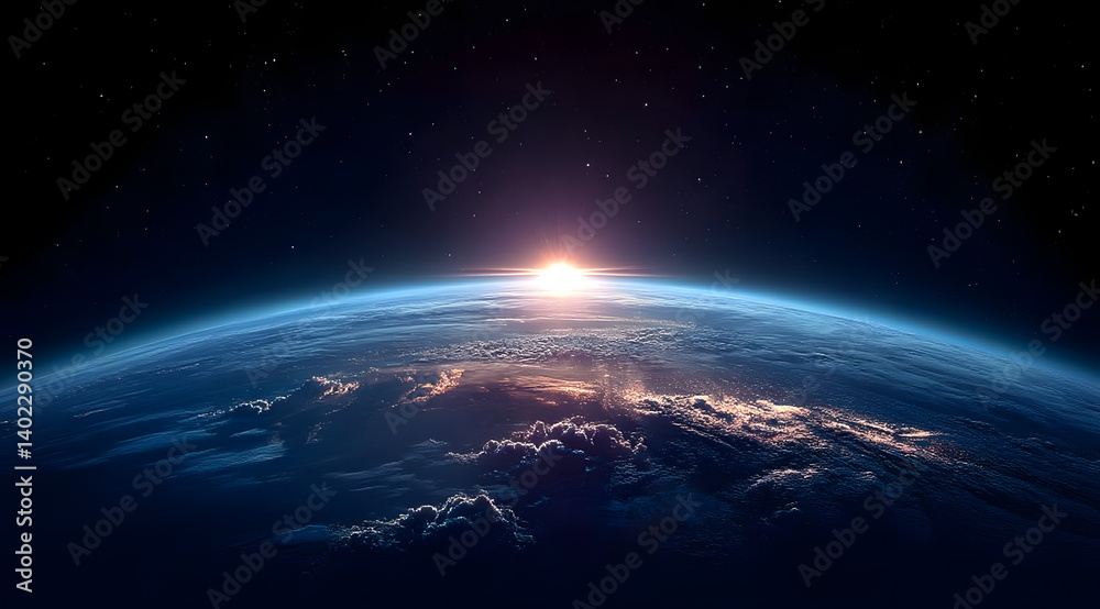 Obraz premium blue sunrise, view of earth from space