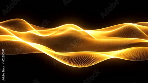 Golden flowing waves of light creating a mesmerizing abstract background design
