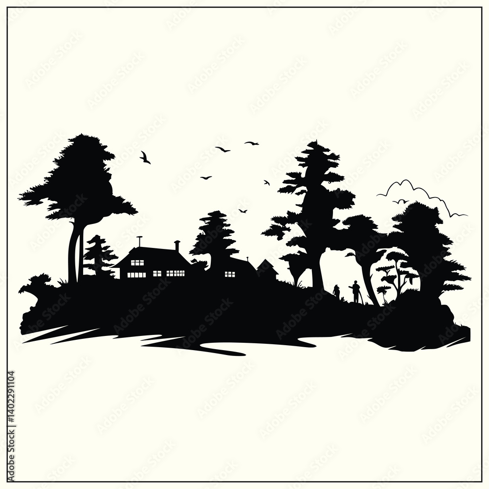 Obraz premium Silhouette of a Habitat, Natural Home