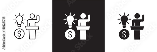 Business training icon. Business coaching icons. Icon symbol compatible for teaching, education, management, seminar, lecture, presentation, meeting, course, workshop. Vector illustration