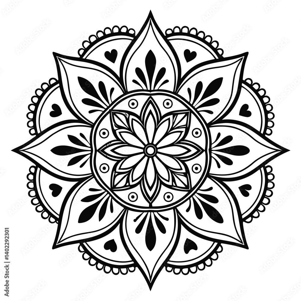 Fototapeta premium Mandala Pattern Stencil doodles sketch