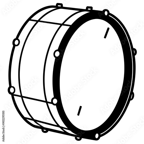 Minimal Bass Drum Vector Illustration on White Background