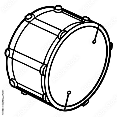 Minimal Bass Drum Vector Illustration on White Background