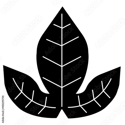 梅雨黒_モノクロの葉っぱ（黒）