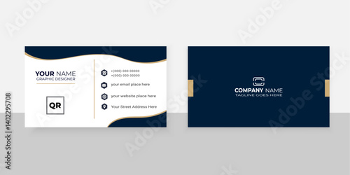 Modern creative design business card template vector illustration set for web interface layout with rounded black and gold shape
