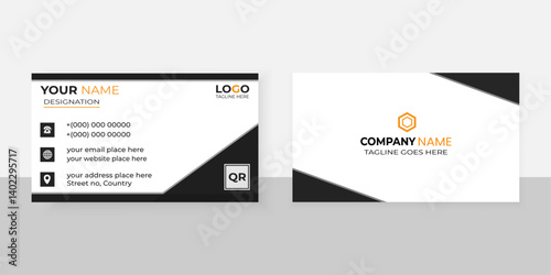 Modern creative design business card template vector illustration set for web interface layout with rectangular black and orange shape