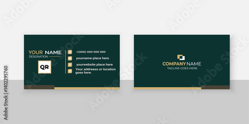 Modern creative design business card template vector illustration set for web interface layout with rectangle green and orange shape

