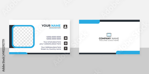 Modern creative design business card template vector illustration set for web interface layout with rectangula rwhite and blue shape

