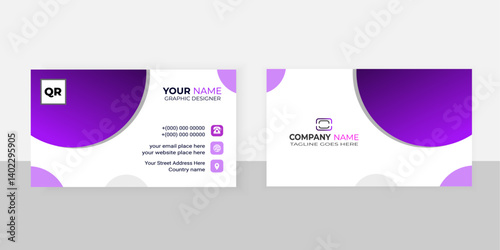 Modern creative design business card template vector illustration set for web interface layout with rounded pupal and white shape

