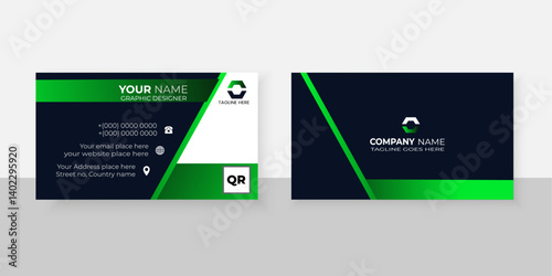 Modern creative design business card template vector illustration set for web interface layout with rectangular black and green shape