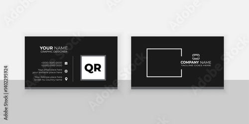 Modern creative design business card template vector illustration set for web interface layout with rectangular black and Gray shape.

