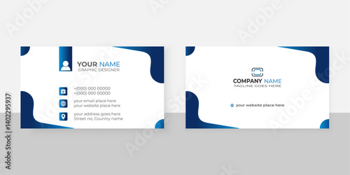 Modern creative design business card template vector illustration set for web interface layout with rounded white and blueshape
