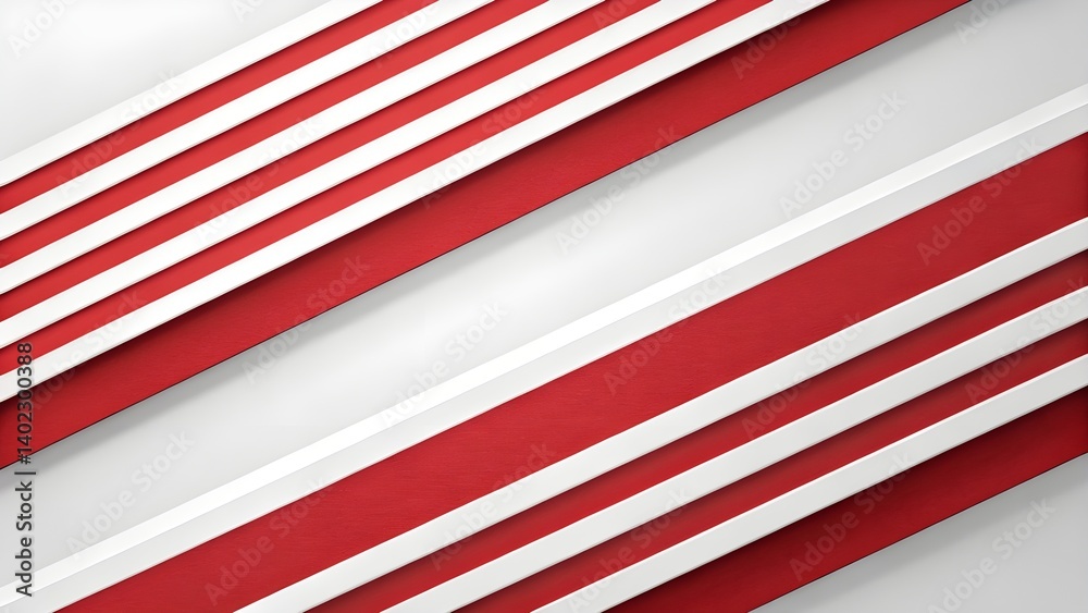Fototapeta premium a modern, abstract design with diagonal bands of red and white, creating a dynamic and visually striking pattern.