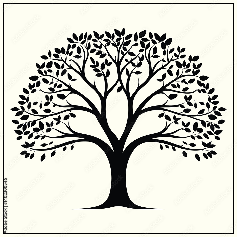 Silhouette of a Tree, Green Canopy Silhouette of a Tree, Green Canopy
