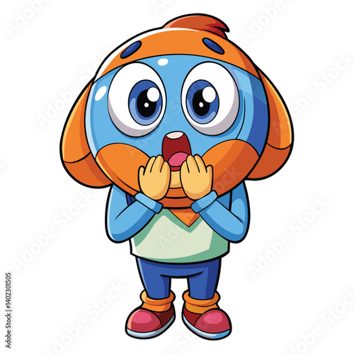 Shocked cartoon character covering its mouth