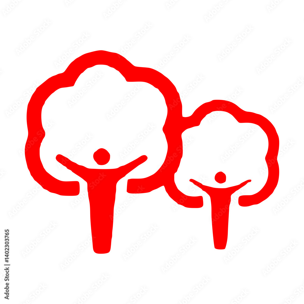 symbol of sustainability of nature trees and humans color symbol of sustainability of nature trees and humans color